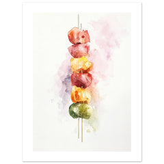 Antipasto Skewers Watercolor Painting Wall Art 1