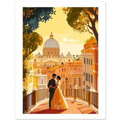 An asian wedding couple infront of Rome 1