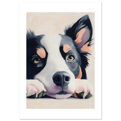 Border Collie Dog Relaxing Pastel Colored