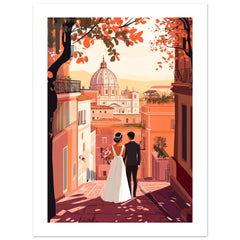 An asian wedding couple infront of Rome
