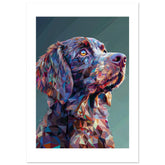 American Water Dog Illustrated with Colorful Triangles