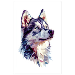 Alaskan Malamute Dog Illustrated with Colorful Triangles 1