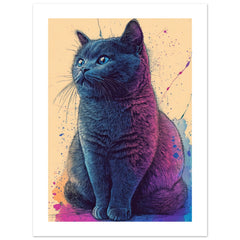 British Shorthair Cat Painted With Tone Pen 3