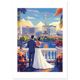 A wedding couple infront of Las Vegas