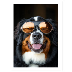 Bernese Mountain Dog Wearing Pilot Sunglasses