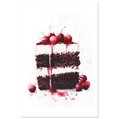Black Forest Cake Watercolor Painting Wall Art 2