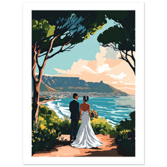 A wedding couple infront of Cape Town