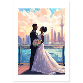 A black wedding couple infront of Shanghai