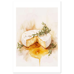 Baked Brie With Honey Watercolor Painting Wall Art 1