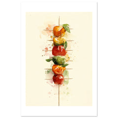 Antipasto Skewers Watercolor Painting Wall Art
