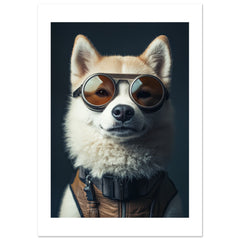 Akita Dog Wearing Pilot Sunglasses 1