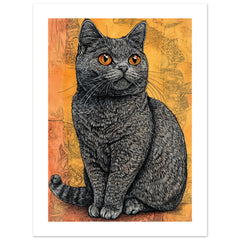 British Shorthair Cat Painted With Tone Pen 1
