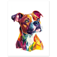 American Staffordshire Dog Illustrated with Colorful Triangles