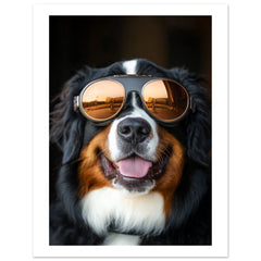 Bernese Mountain Dog Wearing Pilot Sunglasses