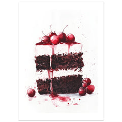 Black Forest Cake Watercolor Painting Wall Art 2