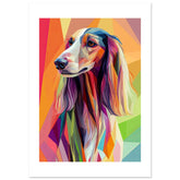 Afghan Hound Dog Illustrated with Colorful Triangles