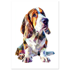 Basset Hound Dog Illustrated with Colorful Triangles 2