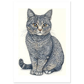 American Bobtail Cat Painted With Tone Pen 3