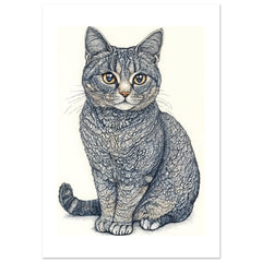 American Bobtail Cat Painted With Tone Pen 3