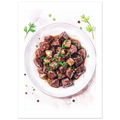 Beef Stroganoff Watercolor Painting Wall Art