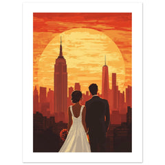 A wedding couple infront of New York 1