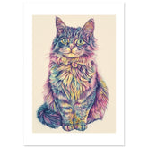 American Bobtail Cat Painted With Tone Pen