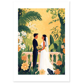 An asian wedding couple infront of a garden 2