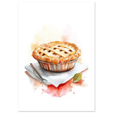 Apple Pie Watercolor Painting Wall Art