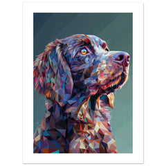 American Water Dog Illustrated with Colorful Triangles