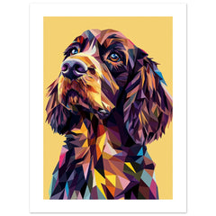 Boykin Spaniel Dog Illustrated with Colorful Triangles 3