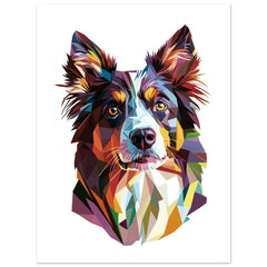 Border Collie Dog Illustrated with Colorful Triangles