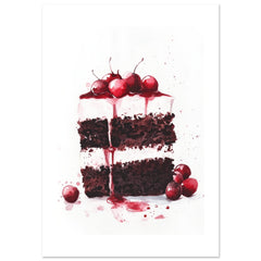 Black Forest Cake Watercolor Painting Wall Art 2