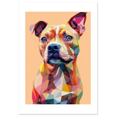 American Staffordshire Dog Illustrated with Colorful Triangles 1