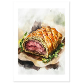 Beef Wellington Watercolor Painting Wall Art