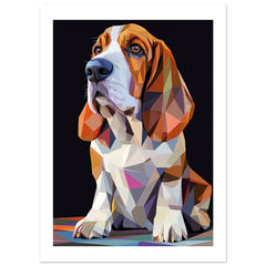 Basset Hound Dog Illustrated with Colorful Triangles 1
