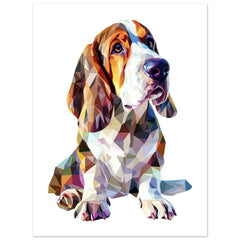 Basset Hound Dog Illustrated with Colorful Triangles 2