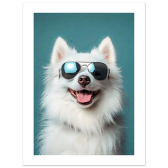 American Eskimo Dog Wearing Pilot Sunglasses