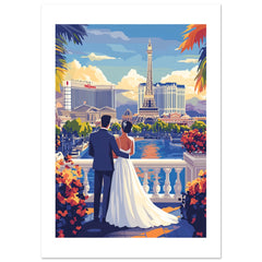 A wedding couple infront of Las Vegas