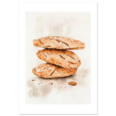 Almond Biscotti Watercolor Painting Wall Art
