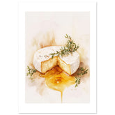Baked Brie With Honey Watercolor Painting Wall Art 1