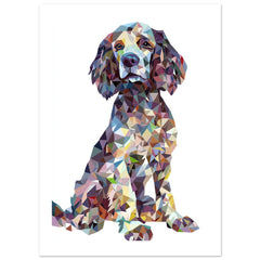 American Water Dog Illustrated with Colorful Triangles 2