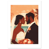 A mixed wedding couple infront of Venice Beach