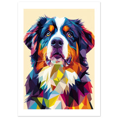 Bernese Mountain Dog Illustrated with Colorful Triangles