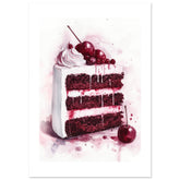 Black Forest Cake Watercolor Painting Wall Art 1