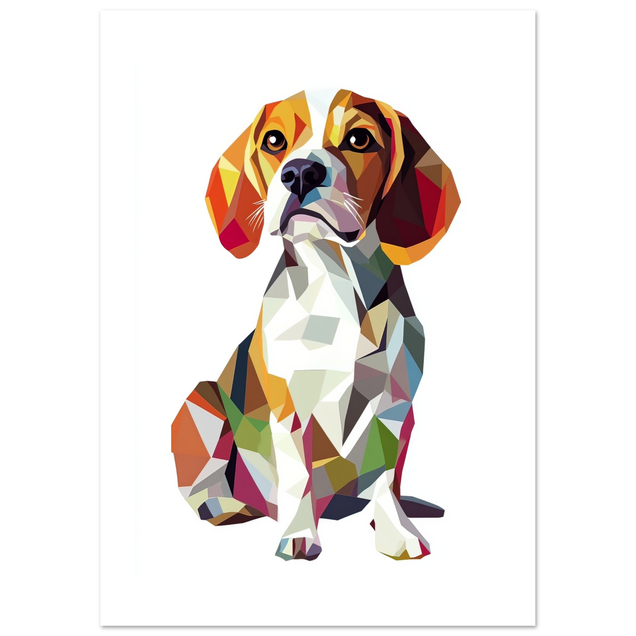 Beagle Dog Illustrated with Colorful Triangles