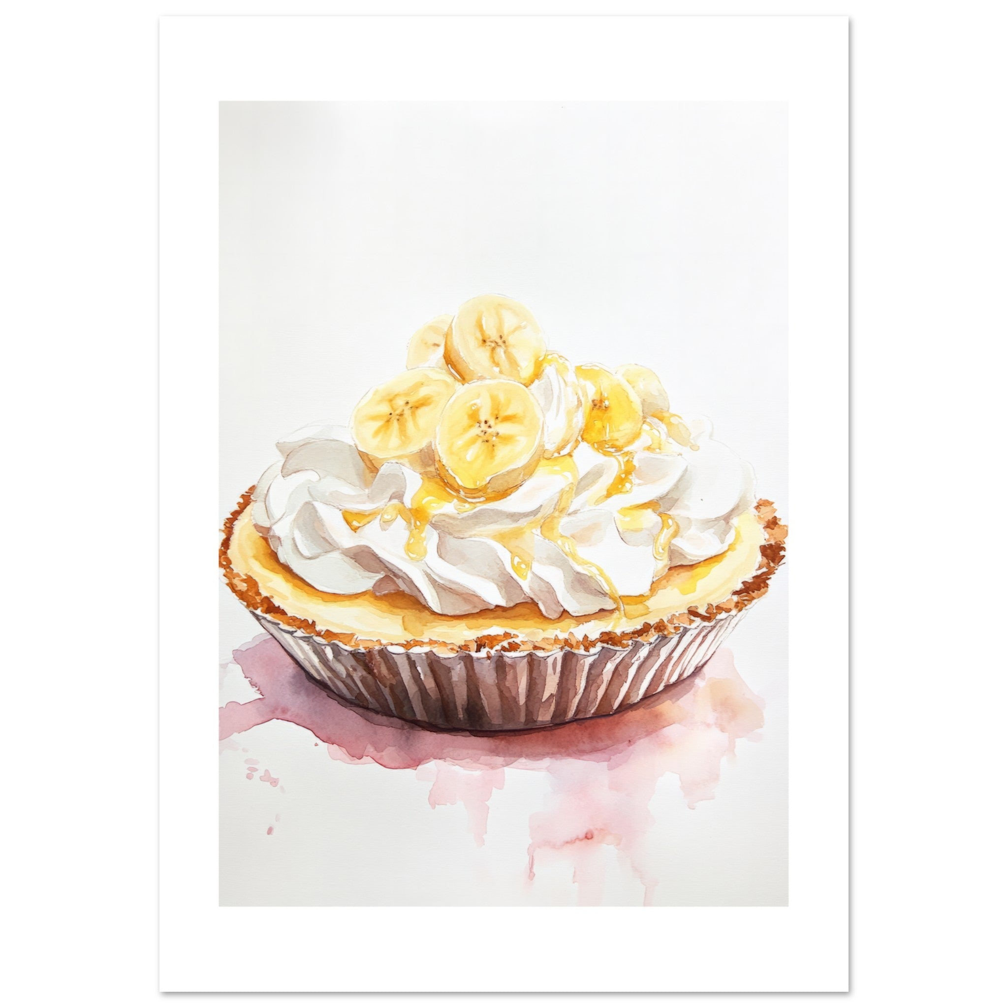 Banoffee Pie Watercolor Painting Wall Art