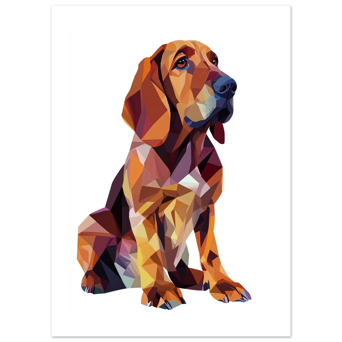 Bloodhound Dog Illustrated with Colorful Triangles 3