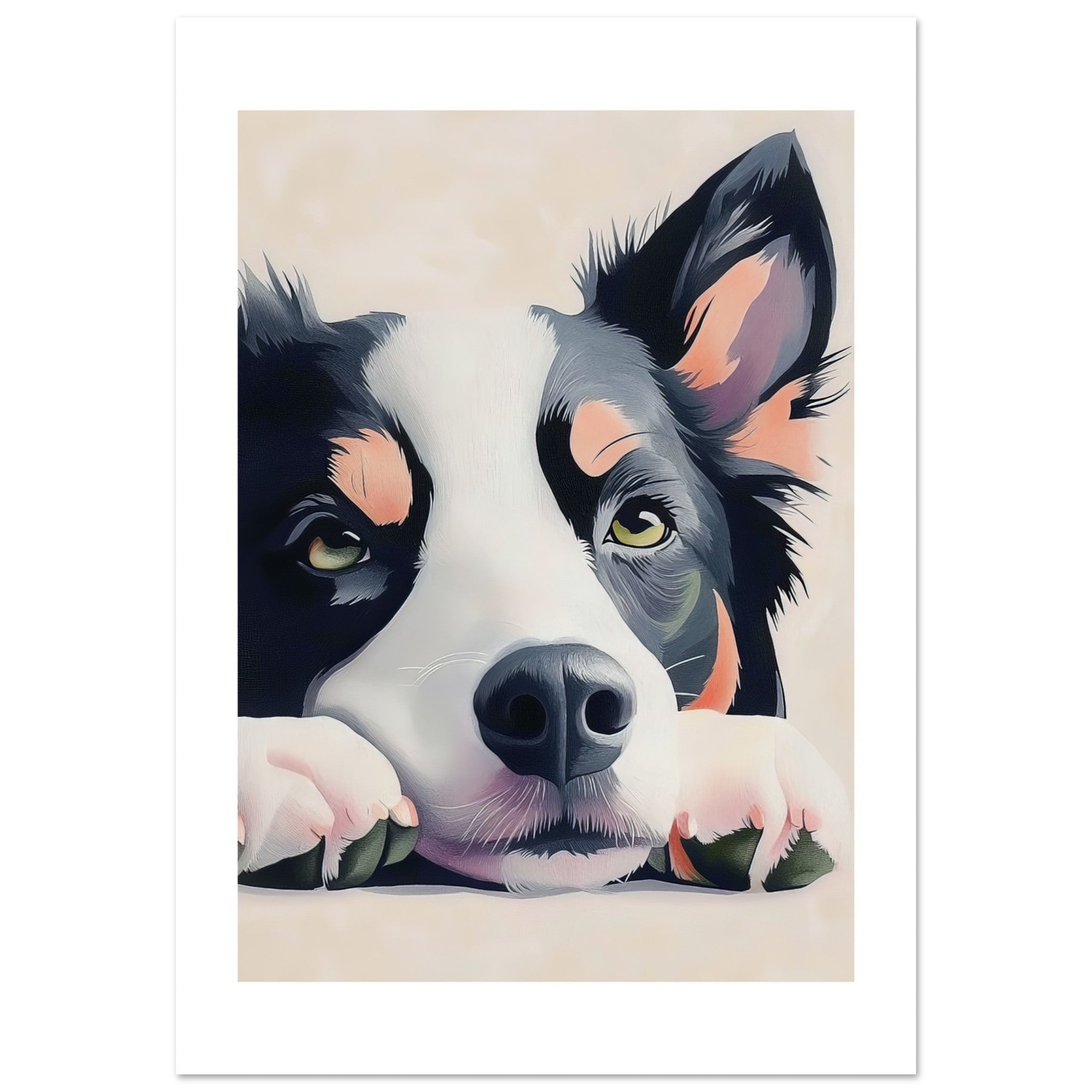 Border Collie Dog Relaxing Pastel Colored