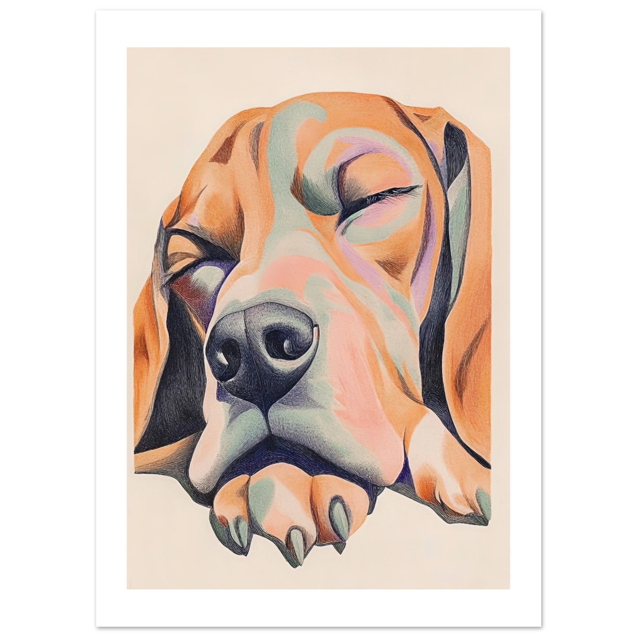 Bloodhound Dog Relaxing Pastel Colored 1