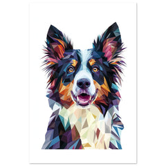 Border Collie Dog Illustrated with Colorful Triangles 1